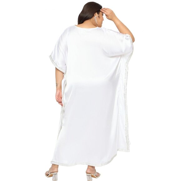 Gypsie Blu Satin Sequences Caftan Dress Wedding Wear Maxi Kimono Dress for Gown - Picture 8 of 8